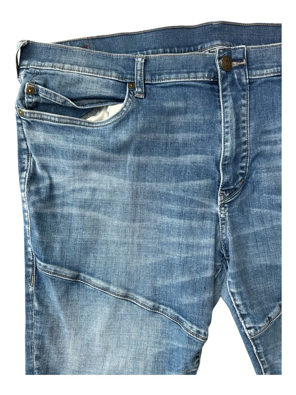 True Religion Men's Rocco Biker Jeans Size 42 Blue Denim Moto Moto-Style